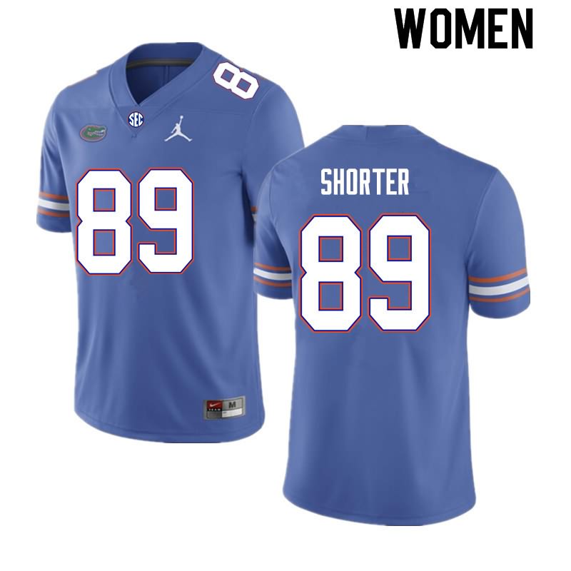 Women's NCAA Florida Gators Justin Shorter #89 Stitched Authentic Nike Royal College Football Jersey PWE1865BO